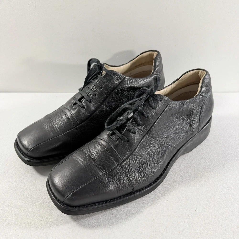 Carlo Morandi Black Pebbled Leather‎ Oxford Dress Shoes Men's Size 12 M